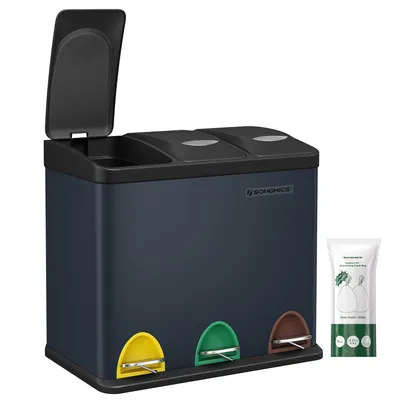 Obrázek produktu pro SONGMICS Odpadkový koš, systém třídění odpadu, kovový, 24 l, kuchyňský