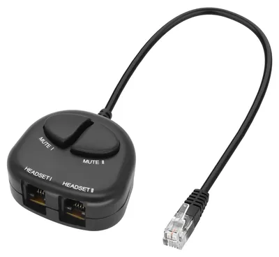 Obrázek produktu pro Adaptér pro telefonní sluchátka RJ9 s rozdělovačem a dvěma tlačítky pro ztlumení – 30 cm