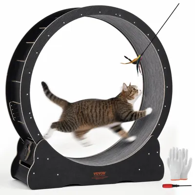 Produktbild von VEVOR Katzenlaufrad aus Holz, 110cm großes Katzenlaufband für Hauskatzen, Katzen