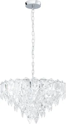 Produktbild von EGLO Hängelampe Carvario, Pendelleuchte Esstisch, Deckenlampe hängend, Kronleuchter aus Stahl in chrom, Glas in klar E14 Fassung, Ø 60 cm