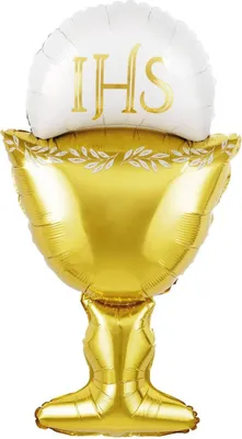 Immagine prodotto di pallone in foil Calice con ostia oro e bianco 45 cm