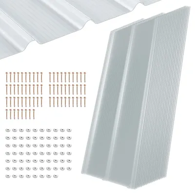 Zdjęcie produktu dla Zestaw 20 sztuk płyt FRP ISOISL, 50x120 cm, grubość 1 mm, przezroczyste płyty trapezowe, ochrona przed promieniowaniem UV, odporne na grad i warunki atmosferyczne, w zestawie śruby do montażu nad tarasem lub jako zadaszenie