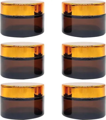 Produktbild von 6er Set 50ml Amber Glas Leerdosen mit Schraubverschluss