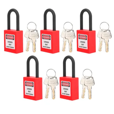 Obrázok produktu pre 5 Sets Lockout Lock 38mm Nylon Engineered Dustproof Security Padlock for Industrial Site(Red )