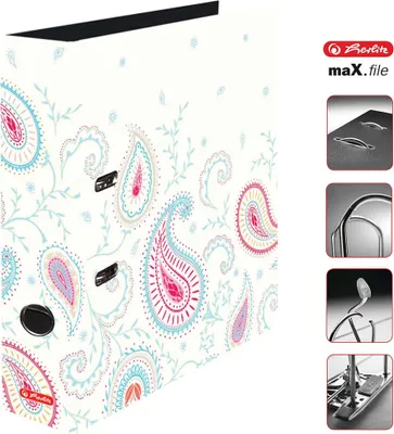 Produktbild von Herlitz Ordner maX.file A4 Paisley White Innenspiegel sw Rückenbreite 8 cm