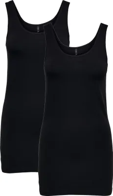 Produktbild von ONLY Langes Tank Top 2-er Stück Pack Ärmelloses Shirt Basic Set ONLLIVE Größe: L