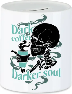 Produktbild von Dark Coffee Darker Soul Spardose Kaffeeliebhaber Kaffeliebhaber Caffe Latte Cappuccino Morgens Pessimist