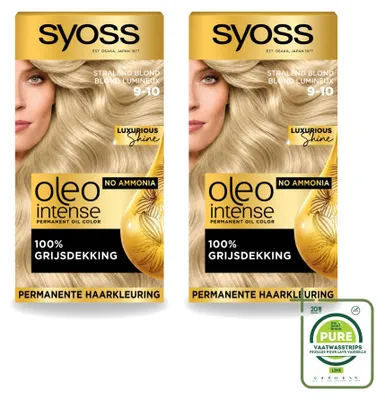 Produktbild von 2 x Syoss Oleo Intense 9-10 Haarverf - Strahlendes Blond - Ohne Ammoniak - Großpackung - 2 Stücke