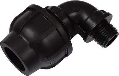 Produktbild von Agora-Tec®  PE-Fitting Winkel 90 Grad  25 mm x 1/2 Zoll AG (21 mm) für PE-Rohr 25 mm SCHWARZ