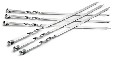 Grillspieße aus Edelstahl, 55 cm, 6er-Set, flach, wiederverwendbar