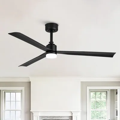 Produktbild von Parrot Uncle 127cm Deckenventilator mit LED Licht, Schwarz Deckenventilator mit DC-Motor, 6 Geschwindigkeiten, Timer, 3 ABS-Flügel, Abhängestangenmont
