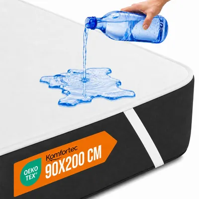 Immagine prodotto di Komfortec coprimaterasso impermeabile, 90x200 cm, coprimaterasso, coprimaterasso traspirante, senza fruscio, protezione per materasso, telo per incontinenza, bianco, Immagine generata dall'IA