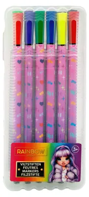 Productafbeelding van Regenboogkleurige viltstiften, 6 stuks.