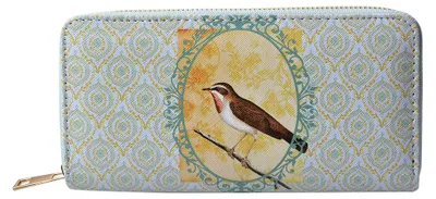 Productafbeelding van Clayre & Eef portemonnee, 10x19 cm, groen, polyester, met vogelmotief