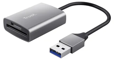 Produktbild von Trust Dalyx, MicroSD (TransFlash), SD, SDHC, SDXC, Aluminium, 140 Mbit/s, USB 3.2 Gen 1 (3.1 Gen 1), 34 mm, 14 mm