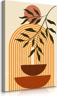 Obrázek produktu pro Muralo plátno plátno geometrický vzor listy ABSTRACTION nástěnná malba boho styl š. 80cm x v. 120cm