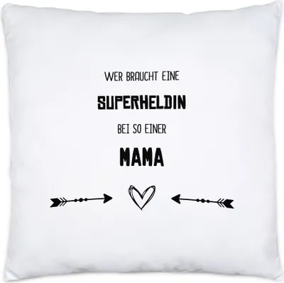 Produktbild von Wer Braucht Superheldin Kissen inkl. Füllung Beste Mama Der Welt Geschenkidee Muttertag Geburtstag