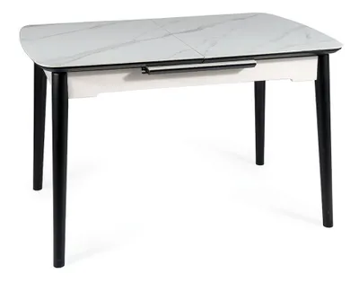 Immagine prodotto di Tavolo da pranzo pieghevole DORIT - bianco opaco / nero