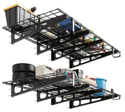 Produktbild von Metallische Wandregale – Stahlregale – Aufbewahrungsregale – Garagenregale – Wandregal – Tragfähigkeit: 362,87 kg