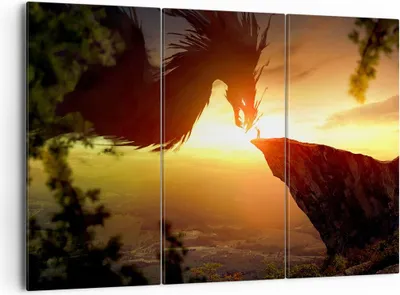 Produktbild von Bild auf Leinwand - Leinwandbild - Drache Rock Kreatur - 165x110cm - Wand Bild - Wanddeko - Leinwanddruck - Bilder - Kunstdruck - Wanddekoration - Leinwand bilder - Wandkunst - CE165x110-3883