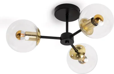 Produktbild von Deckenleuchte Metall und Glas Wassily Gold 3 Strahler Schwarz