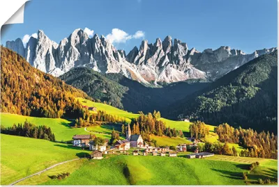 Produktbild von ARTland Poster Alpen Berge Santa Maddalena Größe: 90x60 cm