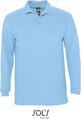Produktbild von SOLs 11353 | Herren Longsleeve Poloshirt Winter II - Farbe: Sky Blue - Größe: L