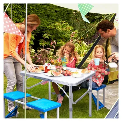 Produktbild von Klappbarer Campingtisch aus Aluminium, leicht und tragbar, mit Griff, für Outdoor-Picknicks, 40 kg Tragfähigkeit