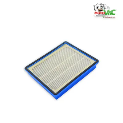 A vacuum cleaner filter is shown on a white background with a logo in the top right corner.