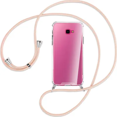 Produktbild von Handykette Backcover-Schutzhülle mit Band (Metall silberfarben) für Samsung Galaxy J4 Plus - rose peach