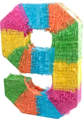 Produktbild von Pinata Zahl 0–9 – Schlagpinata für Kindergeburtstag, Party & Event – Bunte Geburtstags-Pinata zum Befüllen für Mädchen & Jungen Zahl wählen: Pinata-Ziffer 9