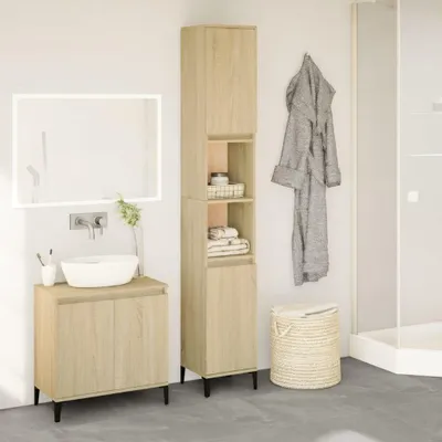 Produktbild von vidaXL Badschrank Sonoma-Eiche 30x30x190 cm Holzwerkstoff