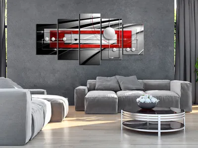 Produktbild von Akustikbild Abstrakt Kugel 200x100 cm Bilder Akustikschaum Hochleistungsschallabsorber Schallschutz Leinwand 5 tlg Wandbild Raumakustik Schalldämmung a-A-0209-b-n
