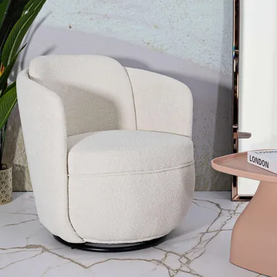 Immagine prodotto di Morond - Poltrona, 70x72x75h cm Bianco Crema, Base Girevole