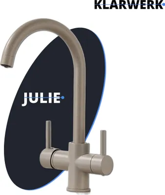 Obrázek produktu pro JULIE | 3cestná prémiová béžová písková baterie na pitnou vodu | kuchyňská baterie s osmózou z nerezové oceli | směšovací baterie - 360 stupňů | filtr 3 přípojky
