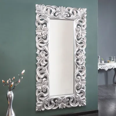 Produktbild von cagü: XXL Romantischer Wandspiegel FLORENCE Silber Antik Barock-Design Rechteckig 180cm x 90cm | Vertikal oder horizontal aufhängbar!