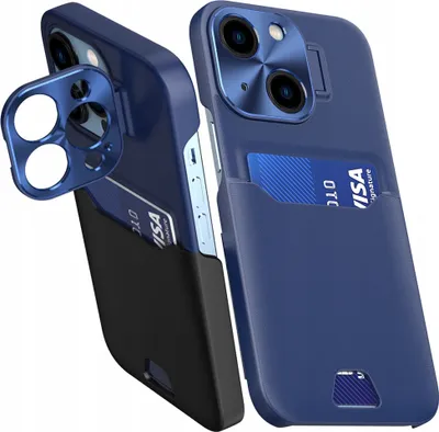 Obrázok produktu pre Kožené puzdro so stojanom pre Iphone 14 Blue