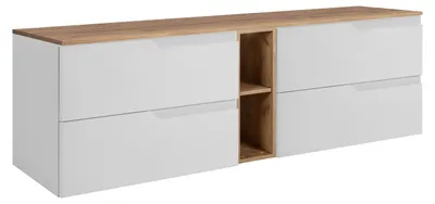 Image de Ensemble de meubles de salle de bains, blanc / chêne Craft, 140 (2 x 60 + 20) x 46 x 58 cm