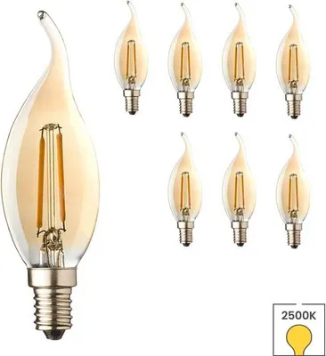 Produktbild von 8-er Set LED-Kerzenbirnen Flamme E14 | 0,6 Watt | 2500K warm weiß | Rustique Finish | Filament | Lybardo