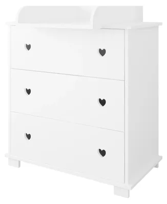Immagine prodotto di ZEE Fasciatoio 83x87x49 cm Bianco CUORI con piano fasciatoio 3 cassetti cassettiera per bambini cameretta neonato