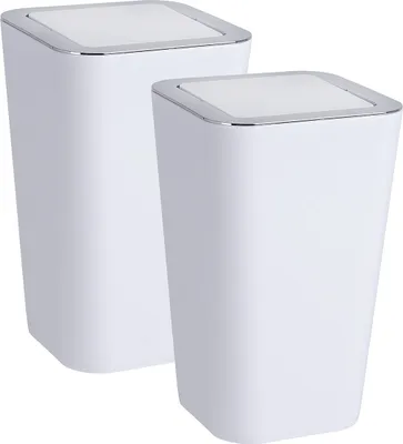 Produktbild von WENKO 2er Set Schwing Deckel Müll Eimer 6 L Abfall Kosmetik Candy Bad WC Küchen