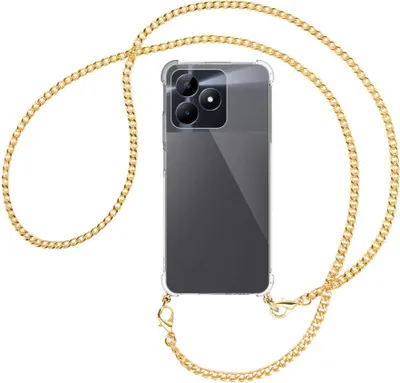 Produktbild von Handykette Backcover-Schutzhülle mit Band (Metall goldfarben) für Realme C51 (6.74'') - goldfarbene Kette