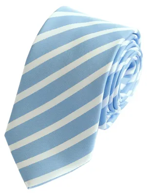 Produktbild von Fabio Farini - 1 Stück Gestreifte Blau Weiße Herren Schlips - Krawatten in 6cm Breite Schmal (6cm), Hellblau/Weiß