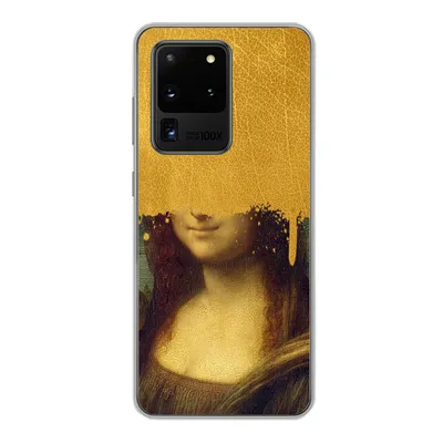 Produktbild von MuchoWow® Handyhülle Schutzhülle Hülle für Samsung Galaxy S20 Ultra Mona Lisa - Da Vinci - Gold Silikon Softcase Handy Hülle - Karteninhaber