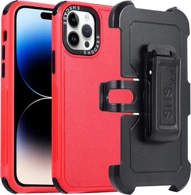 Obrázek produktu pro Pouzdro na telefon iPhone 14 Pro Max 3 v 1 z PC + TPU (červené + černé)