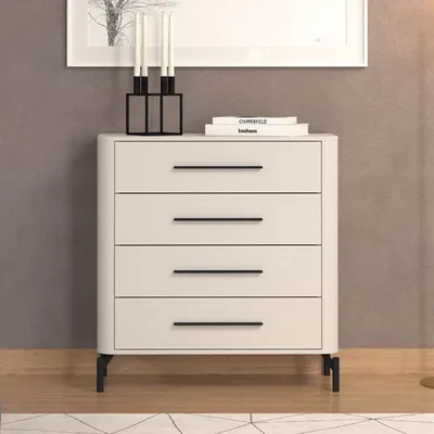 Image de Mogoro - Commode, 90x40x94h cm Blanc, 4 Tiroirs