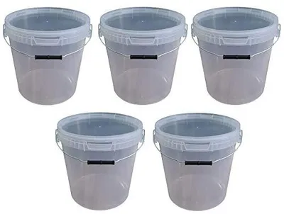 Produktbild von SILPLAST Eimer mit Deckel 20L x 5 Kunststoffeimer 20 Liter lebensmittelecht stapelbar Plastikeimer leer Transparent