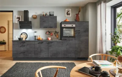 Produktbild von PICCANTE Plus Küchenzeile ohne Geräte Casual 310 cm beton grafitgrau matt vormontiert Variante rechts 4067368010085