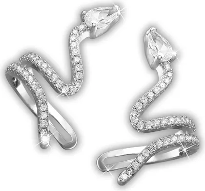 Produktbild von SilberDream Damen Ohrringen-Set Schlangen Zirkonia weiß Ohrklemmen 925 Silber D2GSO470W