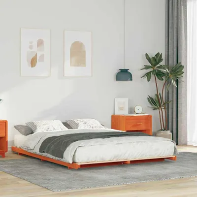 Produktbild von Möbel Bodenbettgestell Wachsbraun 160 x 220 cm Massivholz Kiefer - Klassische Betten 873135